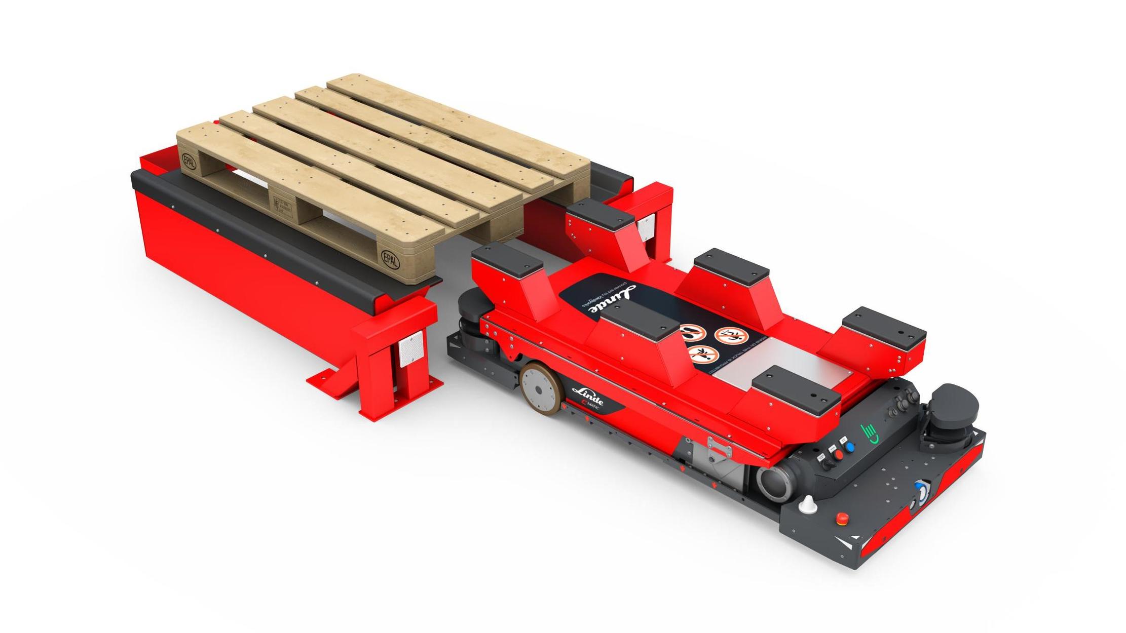 Intelligente transportrobot Linde C-MATIC HP met Pick & Drop station