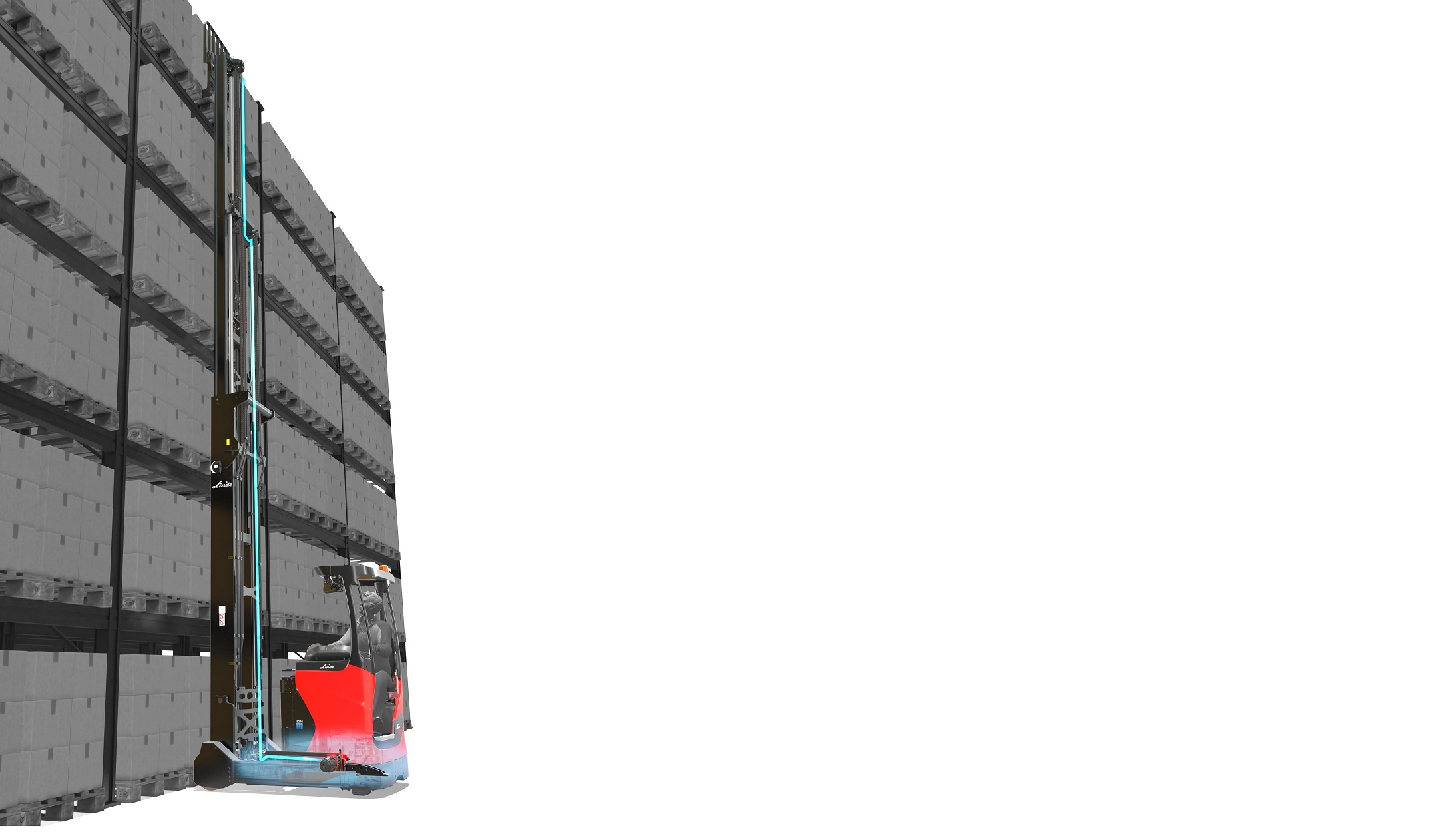 Linde R20 reachtruck met nieuwe Heavy Duty Mast 1506 uitleg Dynamic Mast Control