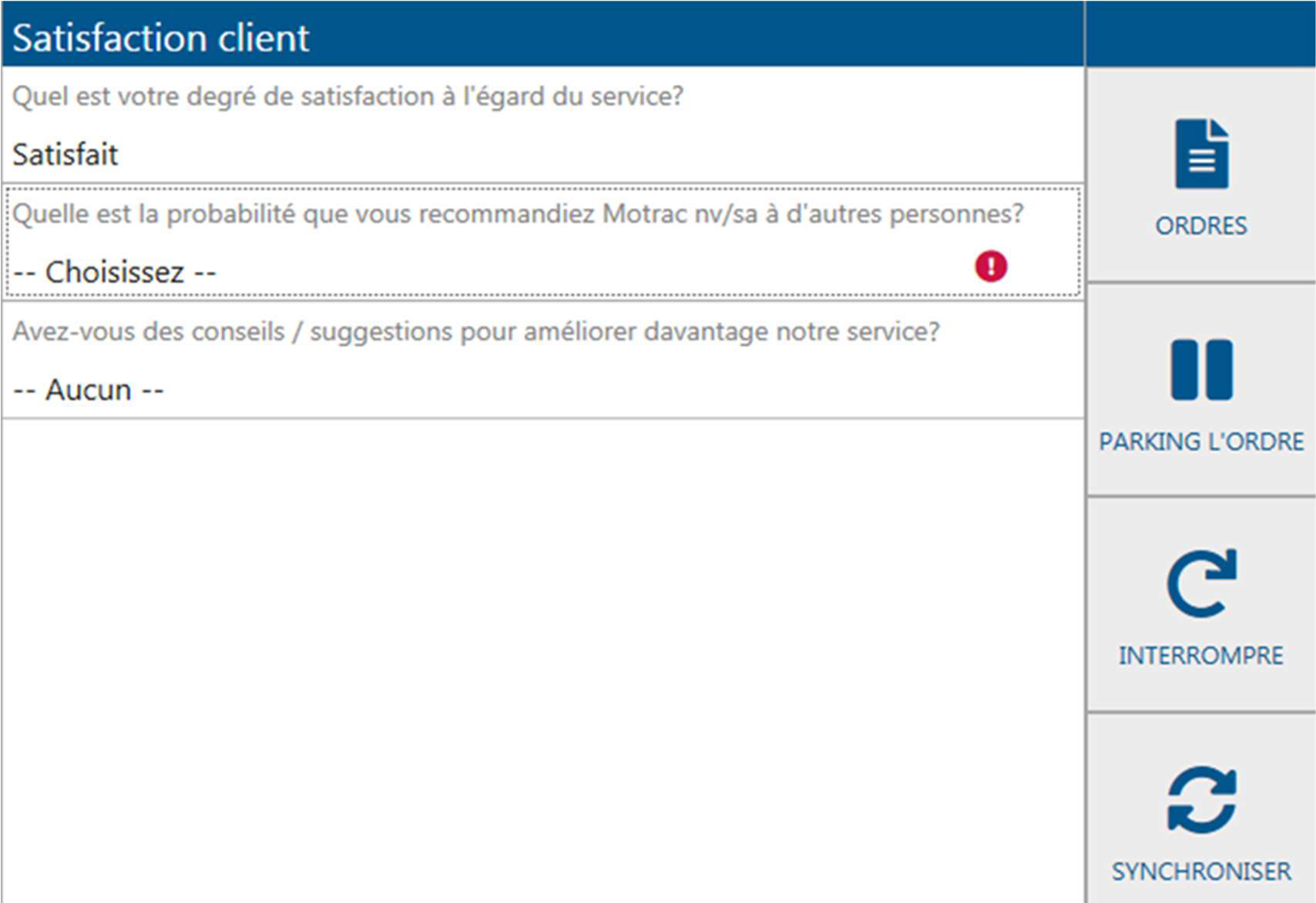 Enquête de satisfaction client