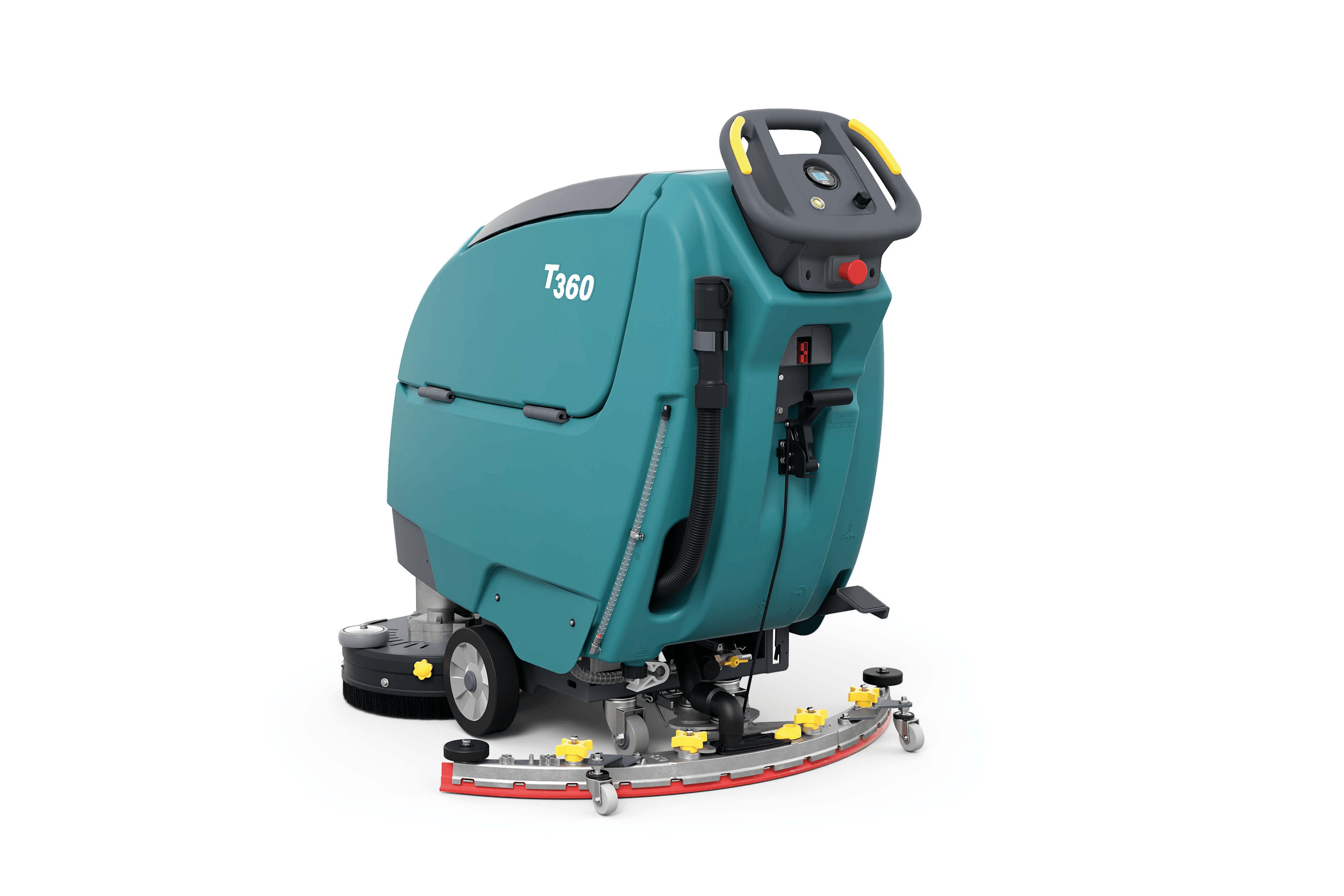 Rechtsachteraanzicht Tennant T360 schrobzuigmachine breed